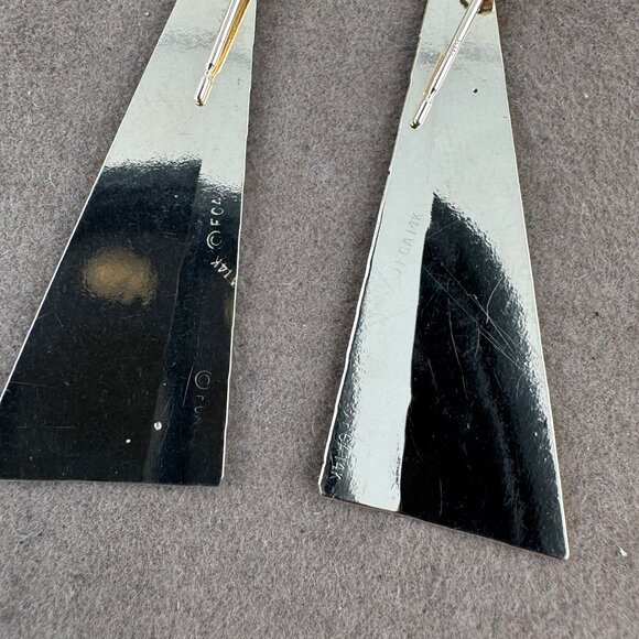 Vintage 14 Karat Gold Santa Fe Southwest Drop Earrings - Picture 6 of 6